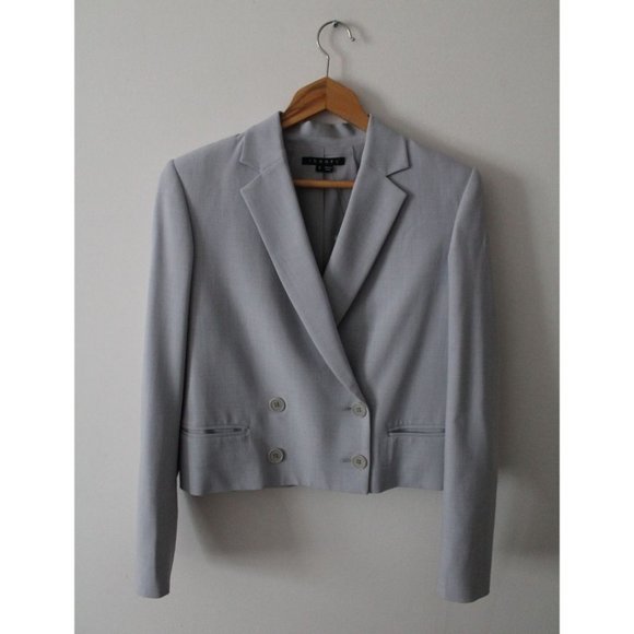 Theory Icon Timeless Classics Reborn Cropped Blazer Light Heather Size 6 - Picture 4 of 6